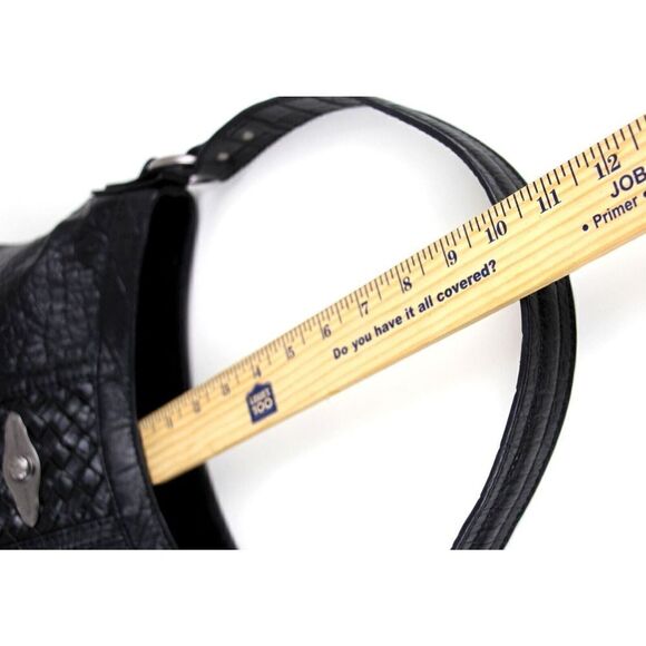 Elliott Lucca WOVEN BLACK GENUINE LEATHER CROCO PRINT SHOULDER BAG HANDBAG HOBO - Picture 15 of 15